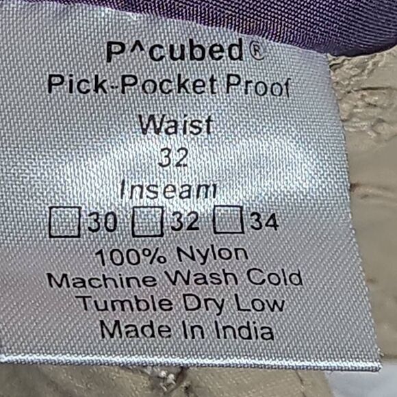 Clothing Arts Shorts Cargo P Cubed Beige Sz 32 Pick Pocket Hiking - Picture 9 of 10